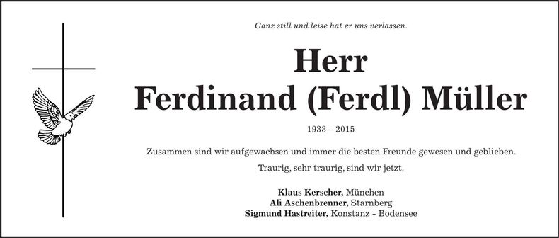 Traueranzeige Ferdinand Müller