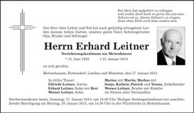 Traueranzeige Erhard Leitner