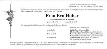 Traueranzeige Eva Huber