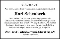 Traueranzeige Karl Scheubeck