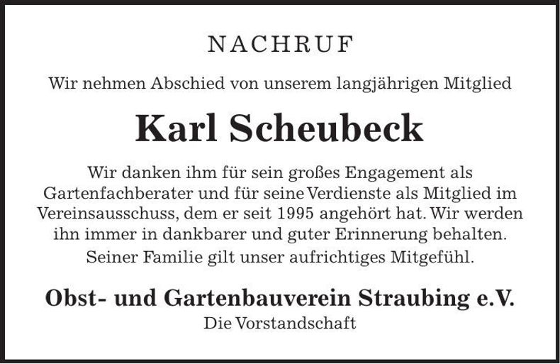 Traueranzeige Karl Scheubeck