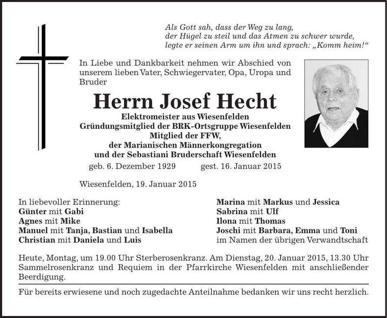 Traueranzeige Günter Hecht