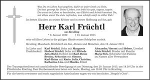 Traueranzeige Karl Früchtl