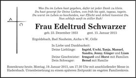 Traueranzeige Edeltraud Schwarzer