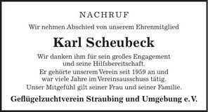 Traueranzeige Karl Scheubeck