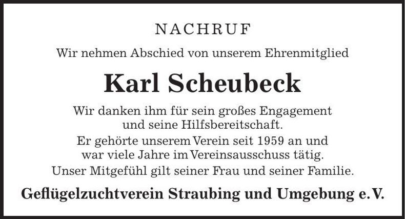 Traueranzeige Karl Scheubeck