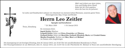 Traueranzeige Leo Zeitler