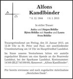 Traueranzeige Alfons Kandlbinder