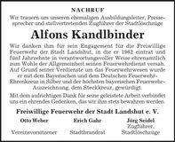 Traueranzeige Alfons Kandlbinder