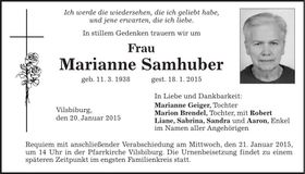 Traueranzeige Marianne Samhuber