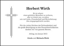 Traueranzeige Herbert Wirth