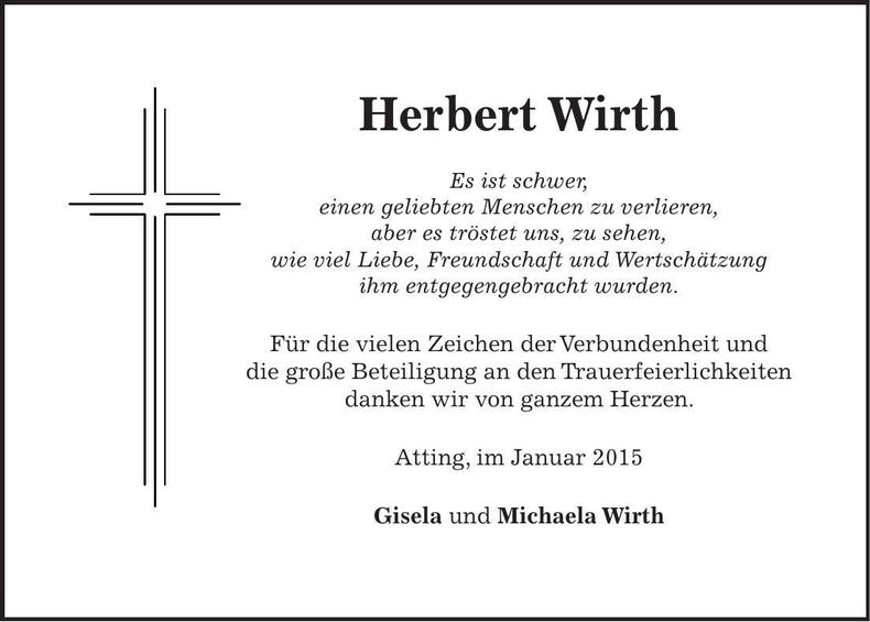 Traueranzeige Herbert Wirth