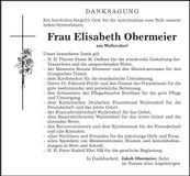 Traueranzeige Elisabeth Obermeier