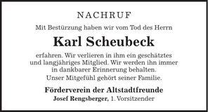 Traueranzeige Karl Scheubeck