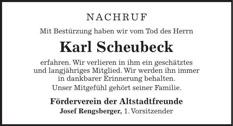 Traueranzeige Karl Scheubeck