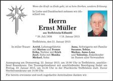 Traueranzeige Ernst Müller