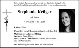 Traueranzeige Stephanie Krüger