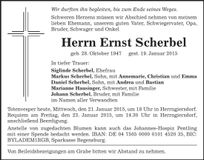Traueranzeige Ernst Scherbl