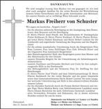 Traueranzeige Markus Freiherr von Schuster