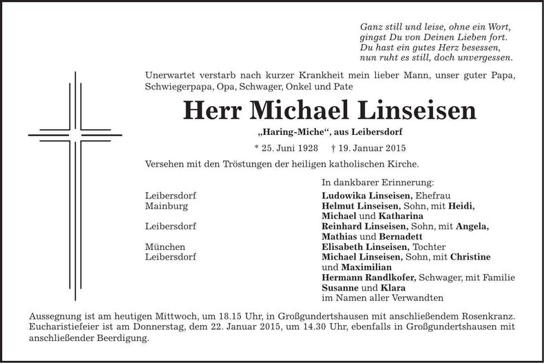 Traueranzeige Michael Linseisen