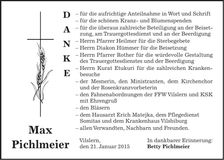 Traueranzeige Max Pichlmeier