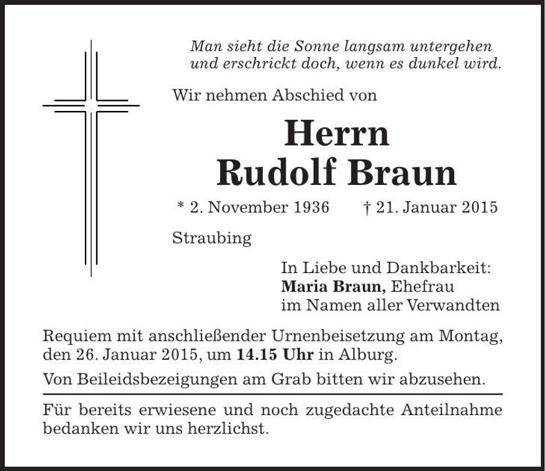 Traueranzeige Rudolf Braun