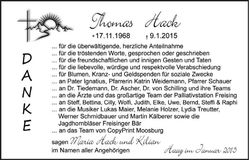 Traueranzeige Thomas Hack