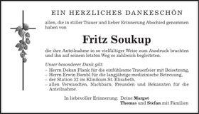 Traueranzeige Fritz Soukup