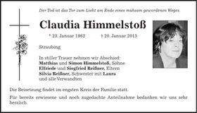 Traueranzeige Claudia Himmelstoß
