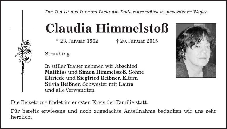 Traueranzeige Claudia Himmelstoß