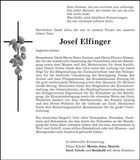 Traueranzeige Josef Elfinger