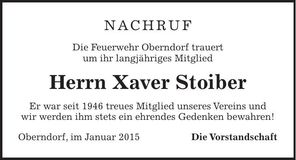 Traueranzeige Xaver Stoiber