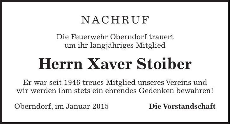 Traueranzeige Xaver Stoiber
