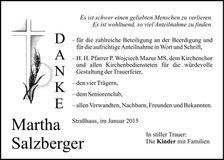 Traueranzeige Martha Salzberger