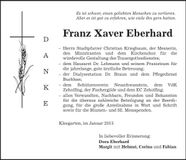 Traueranzeige Franz Xaver Eberhard