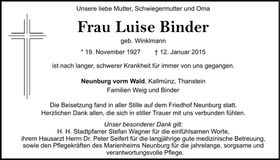Traueranzeige Luise Binder