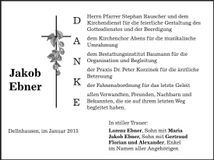 Traueranzeige Jakob Ebner