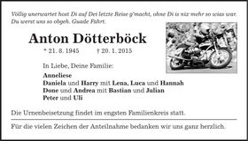 Traueranzeige Anton Dötterböck