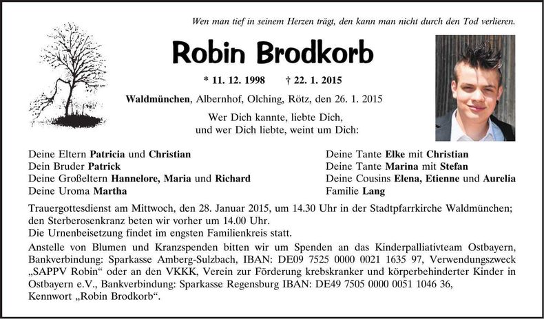 Traueranzeige Robin Brodkorb
