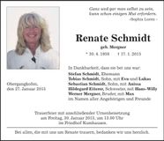 Traueranzeige Renate Schmidt