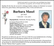 Traueranzeige Barbara Masel