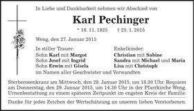 Traueranzeige Karl Pechinger