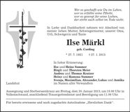 Traueranzeige Ilse Märkl