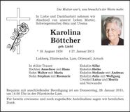 Traueranzeige Karolina Böttcher