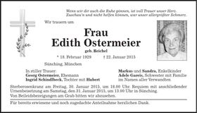 Traueranzeige Edith Ostermeier