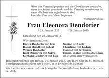 Traueranzeige Eleonara Dendorfer