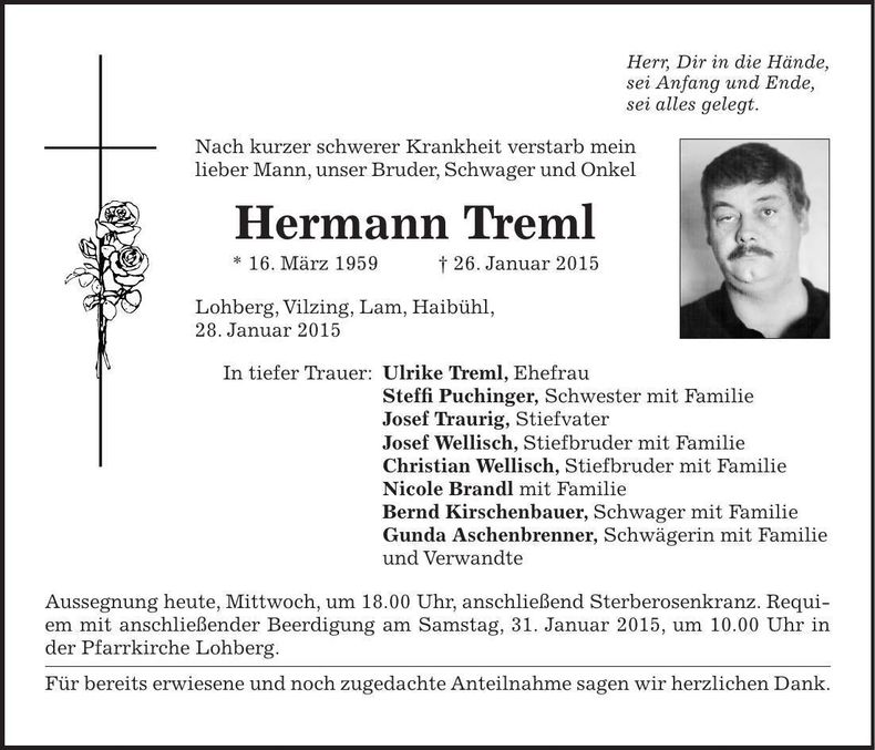 Traueranzeige Hermann Treml