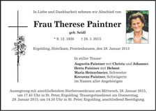 Traueranzeige Therese Paintner