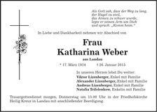Traueranzeige Katharina Weber