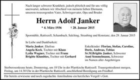 Traueranzeige Adolf Janker